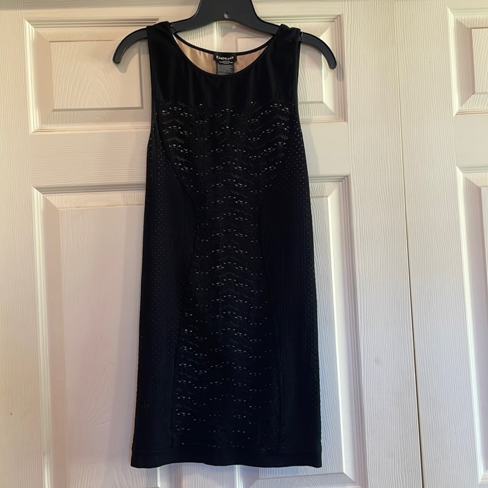Black Bebe Lace Knit Dress